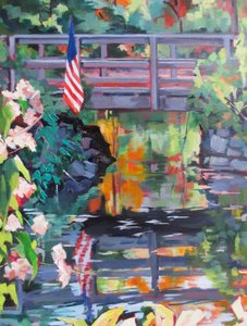 Weerspiegelingen op de American Flag Bridge door Maxine Shore