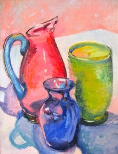 Kleurrijk stilleven met glas door Maxine Shore
