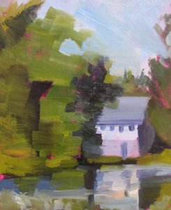 Impressionistisch huis aan het meer door Maxine Shore
