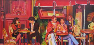 Een bruisende caféscene