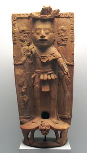 Wierookbrander in de vorm van de maïsgod op een schildpad, Noordelijke Yucatán-schiereiland, Postklassieke periode, 900-1000 AD door Mayan