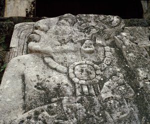 Stele in huis A, patio 2 in het paleis door Mayan