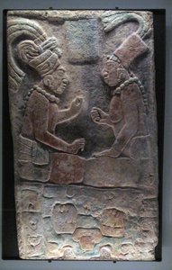 Twee zittende mannen, El Chicozapote, Usumacinta, Late Klassieke Periode, 600-900 n.Chr. door Mayan