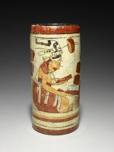 Vaas met presentatiescène, 600-900 AD (aardewerk met slip)