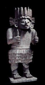 Precolumbiaanse beschaving: Mayabeeld dat de god van de dienstmaagden voorstelt. Parijs, Musée de l