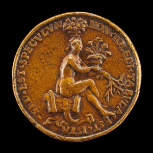 Zittende vrouw op een zadel [achterkant], 1518 door Medallist of 1518