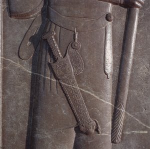 Gravure van het zwaard van Xerxes