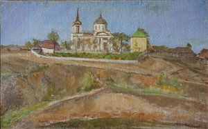Tarkhany. Uitzicht op de Kerk van de Aartsengel Michael, 1938