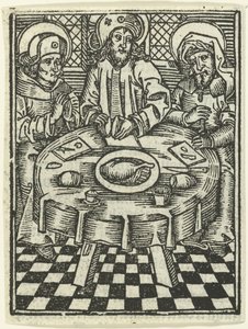 De maaltijd te Emmaüs door Meester van de Delbecq Schreiber Passie (attributed to)