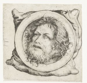 Het hoofd van Johannes de Doper op een schotel door Meester van het Amsterdamse Kabinet