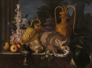 Stilleven, schelpen en goudsmid door Meiffren (c.1630 1705) Conte