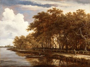 Gezicht langs de Amstel, ca.1660 (olieverf op paneel) door Meindert Hobbema