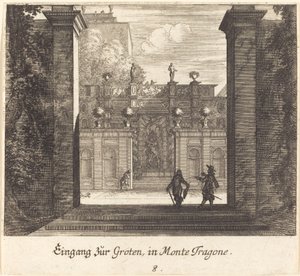 Grot, Monta Tragone door Melchior Küsel after Johann Wilhelm Baur
