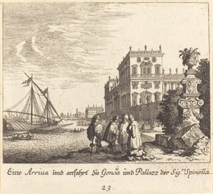 Palazzo Spinolla, Genua door Melchior Küsel after Johann Wilhelm Baur
