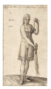 Een Nigeriaanse vrouw die riet vasthoudt, 1583 door Melchior Lorck