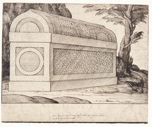 Een Sarcofaag door Melchior Lorck