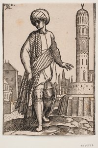 Elegante jonge man met tulband en lange sjaal door Melchior Lorck