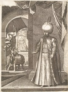Portret van Sultan Suleiman de Magnifieke (staand) door Melchior Lorck