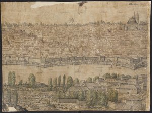 Prospect van Constantinopel, Blad 14, Melchior Lorck, 1559 door Melchior Lorck