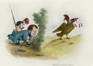 De Romeinse kwestie: Graaf van Cavour karikatuur, ca. 1860