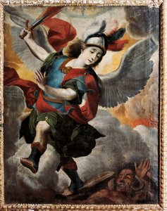 De Aartsengel Michaël, schilderij door Melchor Perez de Holguin (1665-1724)