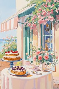Café met Franse desserts door Melloi Art Prints