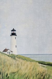 Vuurtoren op de met gras begroeide duinen door Melloi Art Prints