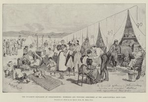 De Dynamietexplosie in Johannesburg, Daklozen en Gewonden opgevangen op het Landbouwtentoonstellingsveld door Melton Prior