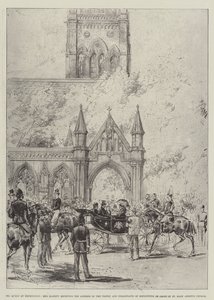 De koningin in Kensington, Hare Majesteit ontvangt het adres van de kerkraad en inwoners van Kensington voor de St Mary Abbotts Church door Melton Prior
