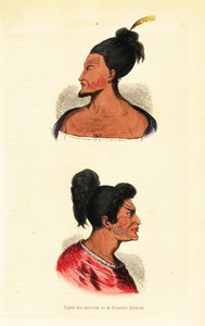 Bustes van Maori mannen met gezichtstatoeages of Ta moko uit Nieuw-Zeeland