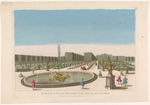 Gezicht op de fontein van de tuin van het Palais Schwarzenberg in de omgeving van de stad Wenen door Mesard