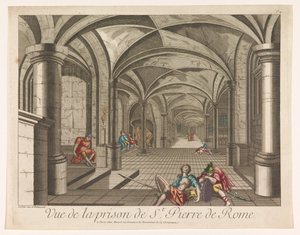 Gezicht op het interieur van de Mamertijnse gevangenis te Rome door Mesard
