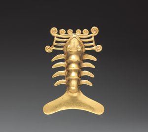 Kreeft hanger, c. 1000-1500 (gegoten goud) door Mesoamerican Mesoamerican