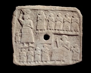 Mesopotamië: laag reliëf in kalksteen van Ur-Nanshe, koning van Lagash. Sumerische periode. Uit Tello Parijs, Musée du Louvre door Mesopotamian Mesopotamian