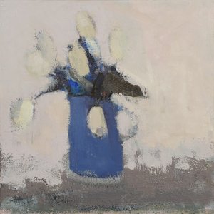 Witte tulpen blauwe kan, 2017