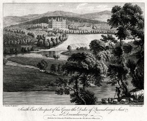 Zuid-Oost Uitzicht op de residentie van de Hertog van Queensberry in Drumlanrig, Schotland, 1775