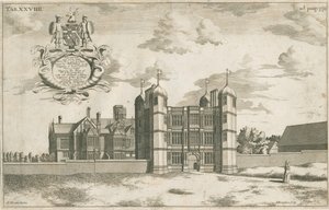 Tixall Hall en Poortgebouw: kopergravure