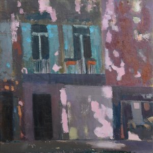 Schaduwen op een muur, Provence, 2015 (olieverf op linnen) door Michael G. Clark