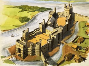 Kasteel Caernarvon in de tijd van koning Edward de Eerste