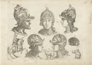 Studieblad met tekenvoorbeelden: koppen en dieren door Michael Snijders