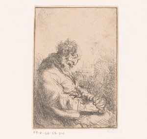 Slapende oude man in een stoel door Michael Willmann (attributed to)