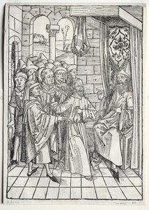 Der Schatzbehalter: Christus voor Kajafas verso, 1491