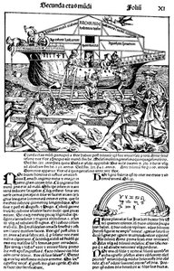 Pagina uit het boek De Neurenberg Kroniek, door Hartmann Schedel, 1493 door Michael Wolgemut