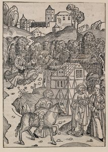 Het tweede deel van de gelijkenis van de barmhartige Samaritaan, ca. 1491 door Michael Wolgemut