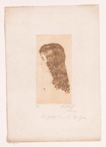 Meisjeskopje met lang haar en profil