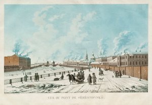 De Semyonovsky Brug in Sint-Petersburg, 1813 door Michel Francois Damam Demartrait