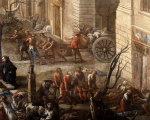 Uitzicht op het stadhuis (van Marseille) tijdens de pest van 1720