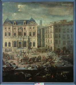 Uitzicht op het Stadhuis van Marseille tijdens de Pest van 1720