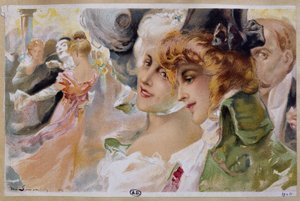 Vrouwen op een gemaskerd bal - chromo. door Simonidy