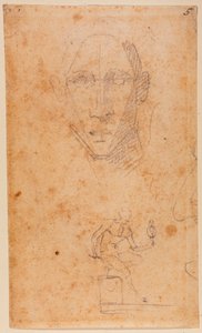 Hoofdstudie en schets van Diomedes met Palladius door Michelangelo (after) Buonarroti